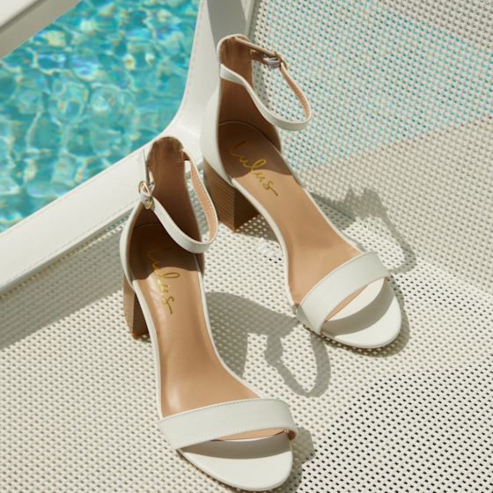 Lulus Harper White Ankle Strap Heels - Size 10